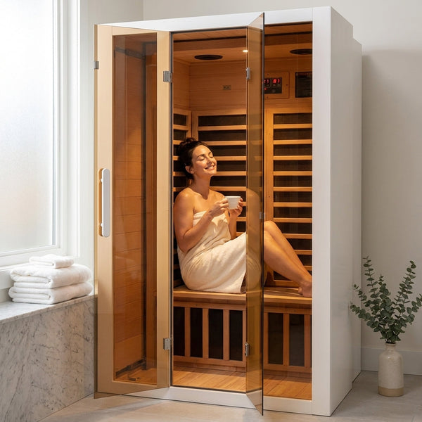 Home Infrared Sauna Built for Ultimate Relaxation, 2 Person, Low EMF Heaters, Hemlock Wood Construction