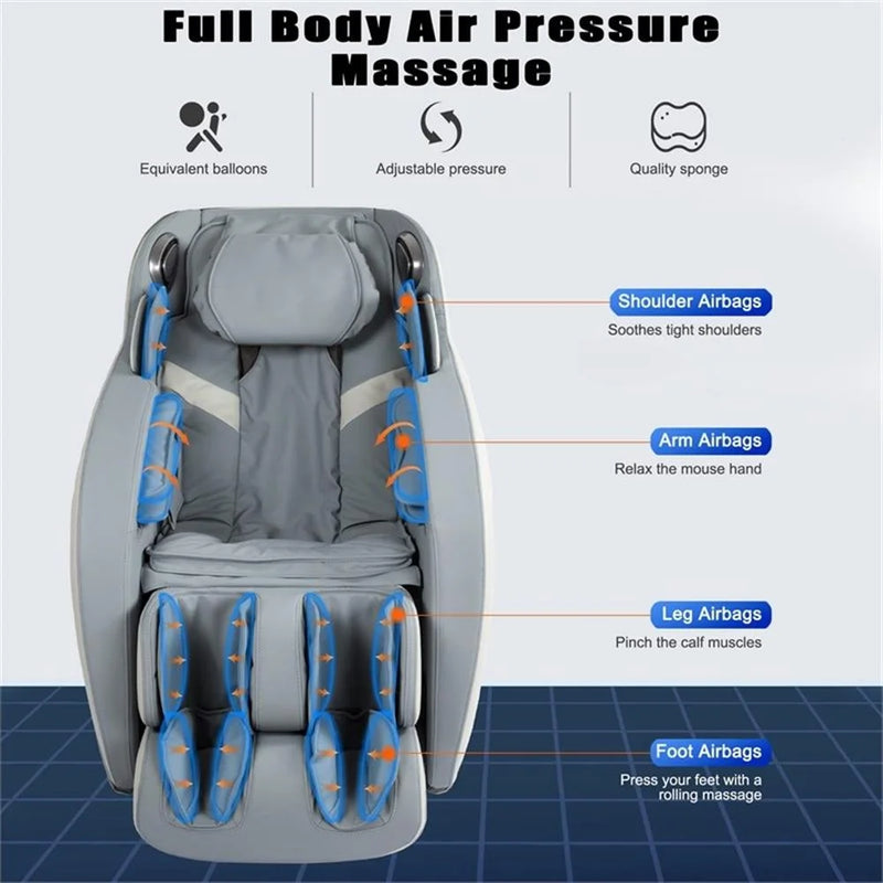 Blue Faux Leather Zero Gravity Recliner 3D Programmable Massage Chair