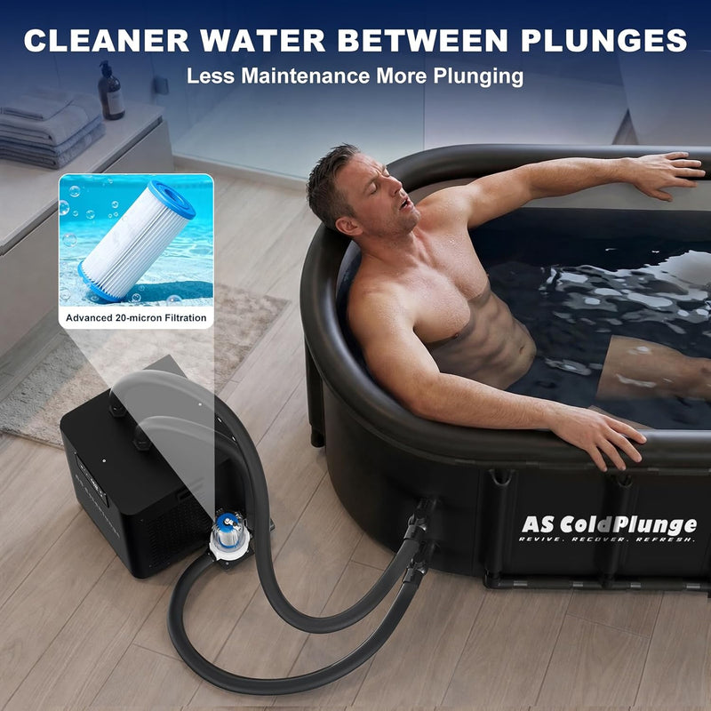 1/3 HP Ice Bath Chiller & 148 Gal Oval Cold Plunge Tub Kit