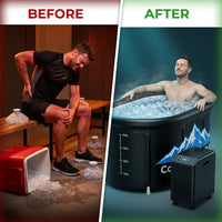 Cold Plunge Tub, 248 Gallon, 1 Horsepower, Heavy-Duty Ice Bath Tub for Athletes with Hot & Cold, Portable Inflatable Plunge Chiller with Water Treatment Kit, Immersion Therapy, Wifi (Black, 1 Set) — Before & After