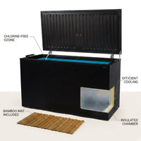 Cold Plunge Tub Engineered for Year-Round Recovery, Built-In Chiller, Ozone Sanitization, Weatherproof — infographic