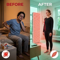 Red Light Therapy Full Body Panel, 480/630/660/810/830/850/1060Nm Blue Red near Infrared Light Device with 480 Dual Chip Clinical Grade Leds, Remote Control, Timer for Face, Body, BO-2400 — Before & After
