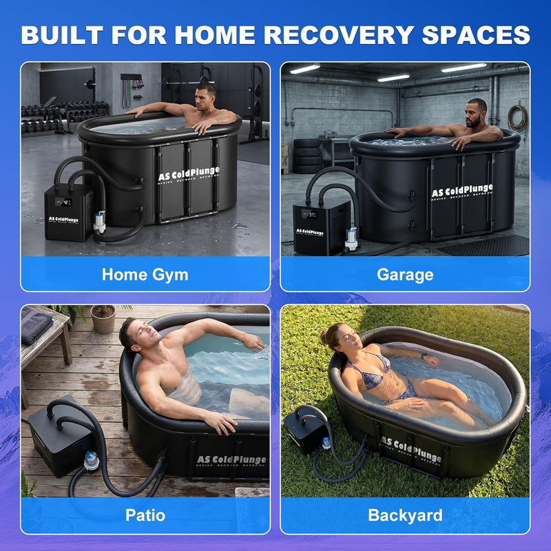 1/3 HP Ice Bath Chiller & 148 Gal Oval Cold Plunge Tub Kit