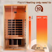 1 Person Extendable FAR Infrared Sauna for Home, Hemlock Wood Low EMF 6 Carbon Heaters Indoor Saunas with LED Lights, Bluetooth Speaker, Digital Control Panel, and Seating Bench